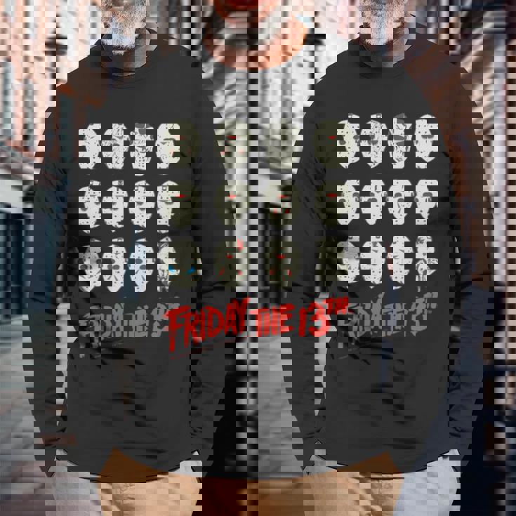 13日の金曜日 ハロウィン デザインマスク 長袖tシャツ 長袖Tシャツ 高齢者への贈り物