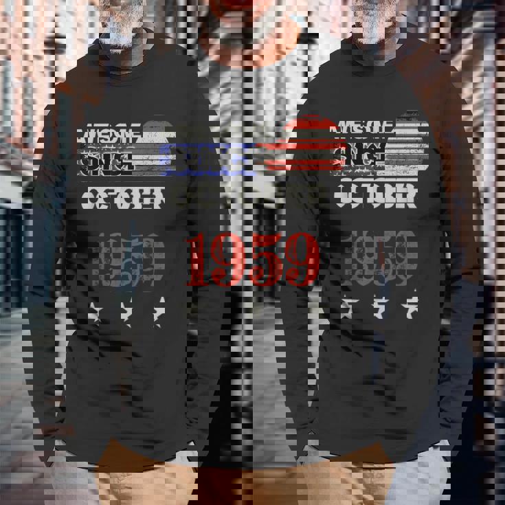 1959年以来素晴らしいヴィンテージアメリカ国旗クラシック1959年10月。 長袖Tシャツ 高齢者への贈り物