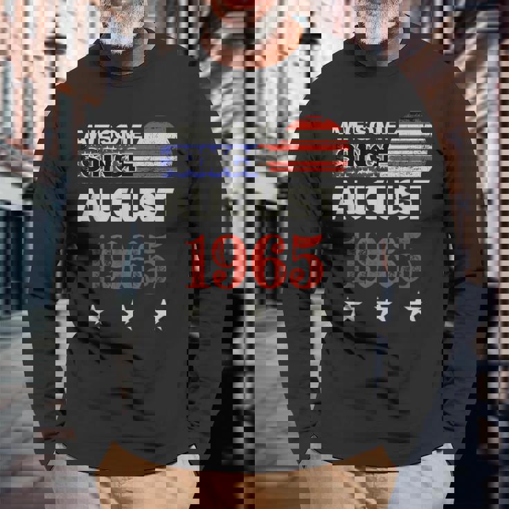 1965年以来素晴らしいヴィンテージアメリカ国旗クラシック1965年8月。 長袖Tシャツ 高齢者への贈り物