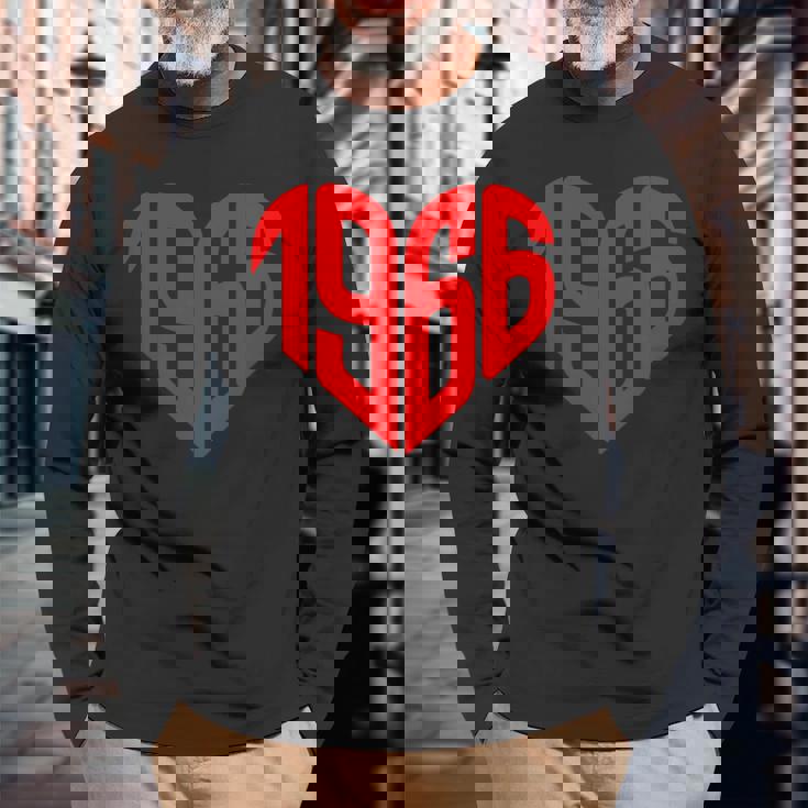 1966 ハート ヴィンテージ 1966年製 ハート型 還暦祝い 長袖Tシャツ 高齢者への贈り物