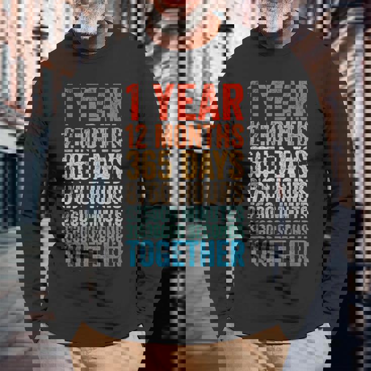 1年記念日 彼 彼女 カップル 1回目の結婚 長袖Tシャツ 高齢者への贈り物