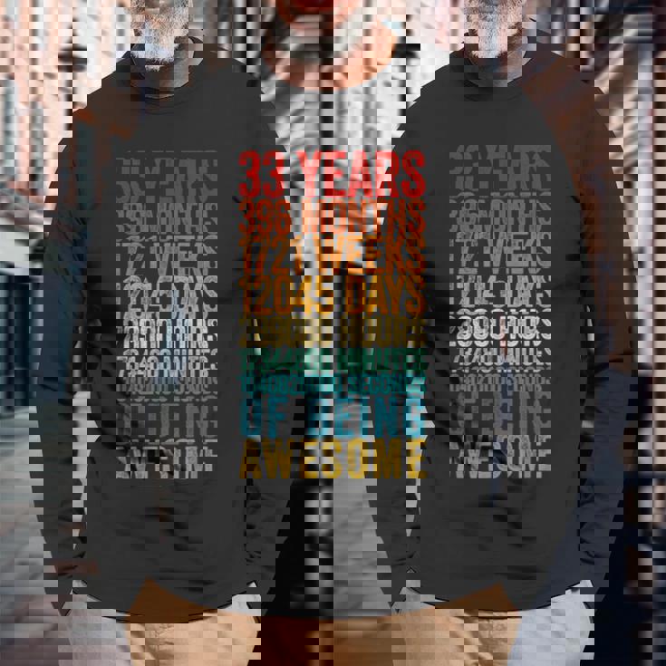 おもしろ 33歳の誕生日シャツ オールドメーター 面白い 33歳ギフト 長袖Tシャツ 高齢者への贈り物