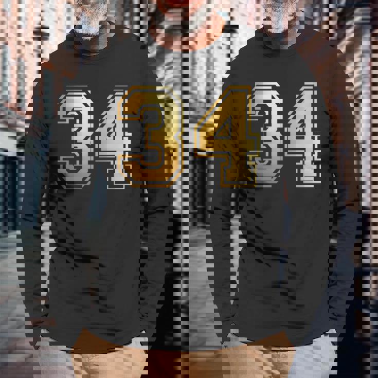 34 ナンバー34 チーム スポーツ グラフィック 代表チームのマッチング 長袖tシャツ 長袖Tシャツ 高齢者への贈り物