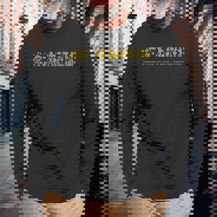 357マグナム弾薬レンジリボルバーtシャツ 長袖Tシャツ 高齢者への贈り物