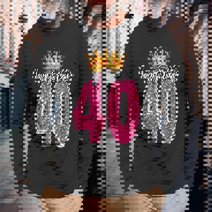 40歳 ハッピーバースデー キュート 40歳 誕生日 マッチング 長袖Tシャツ 高齢者への贈り物