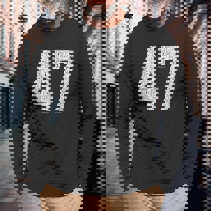 47 ジャージユニフォーム バーシティ スポーツ番号 47歳の誕生日 長袖Tシャツ 高齢者への贈り物