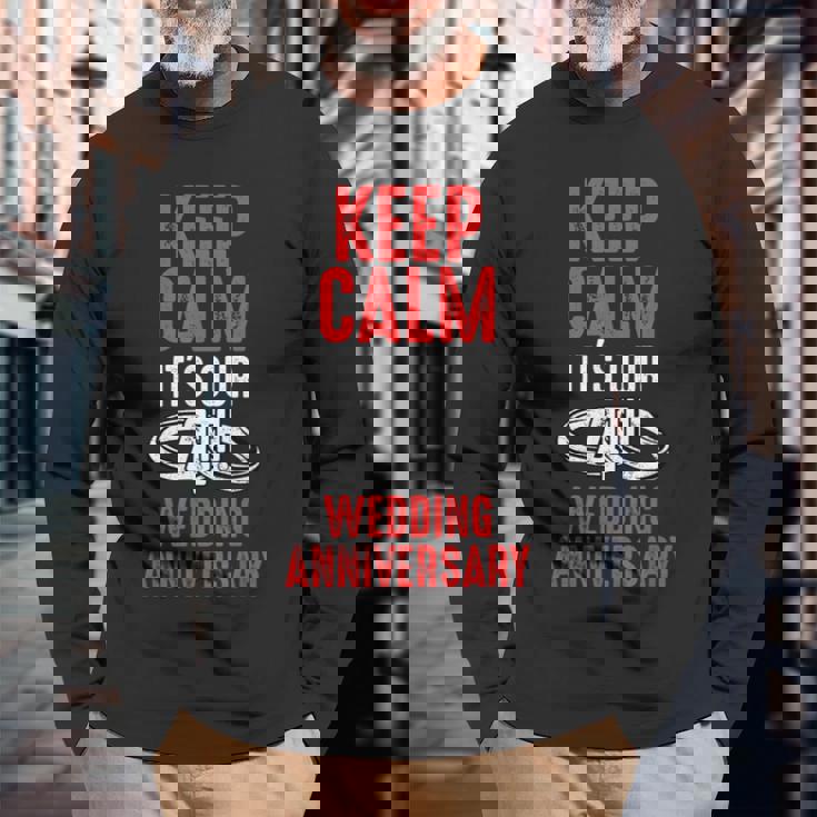 4年目の結婚記念日 夫 妻 カップル 結婚 長袖Tシャツ 高齢者への贈り物