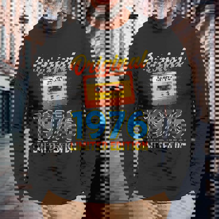50 歳の誕生日プレゼント男性 1976 年 レトロ ビンテージ テープ 長袖Tシャツ 高齢者への贈り物