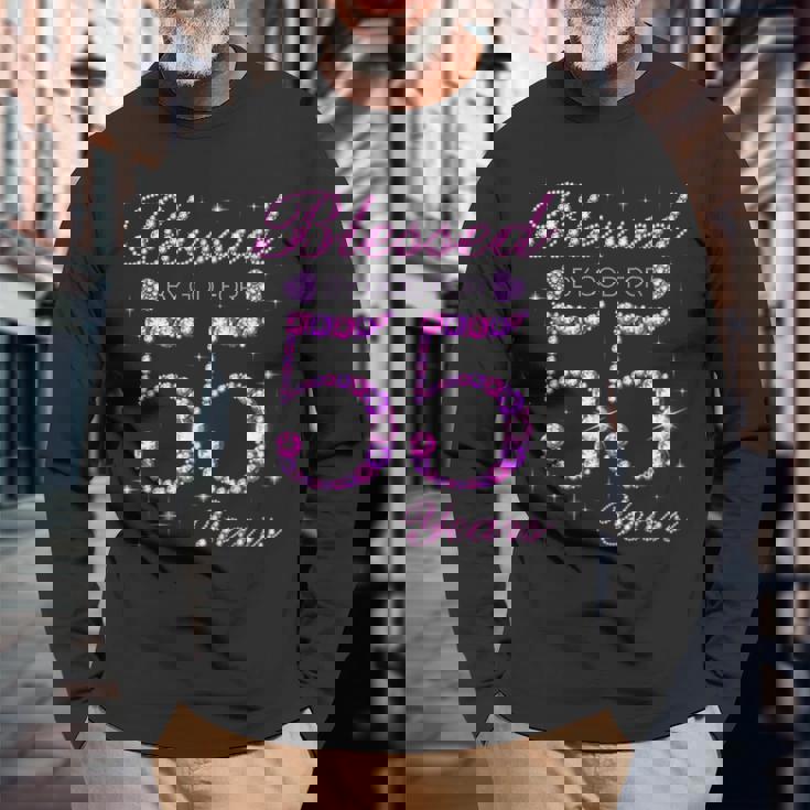 55歳の55歳の誕生日パーティーに神の祝福 長袖Tシャツ 高齢者への贈り物