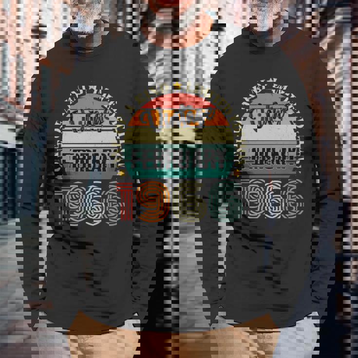 58歳 ヴィンテージ 1966年2月 58歳の誕生日 レトロ 長袖tシャツ 長袖Tシャツ 高齢者への贈り物