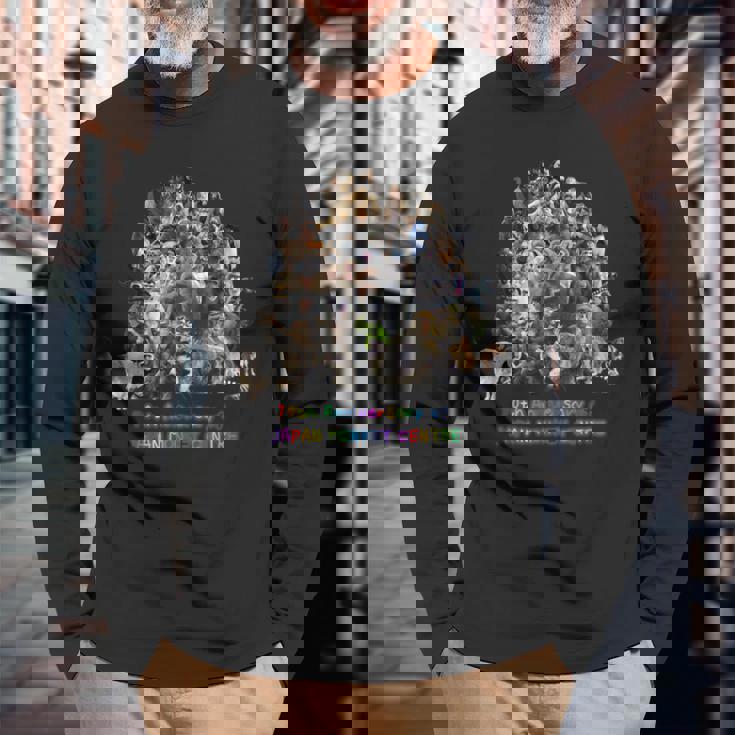 70周年だよ！70頭集合カラー 長袖Tシャツ 高齢者への贈り物