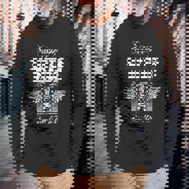 70歳 モーターサイクリスト モーターサイクル ライダー 1954 70歳の誕生日 長袖Tシャツ 高齢者への贈り物