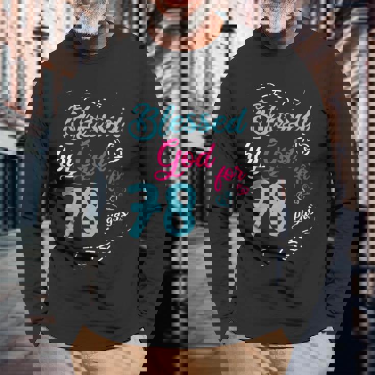 78歳 78歳 誕生日パーティー お祝い 神に祝福 長袖Tシャツ 高齢者への贈り物