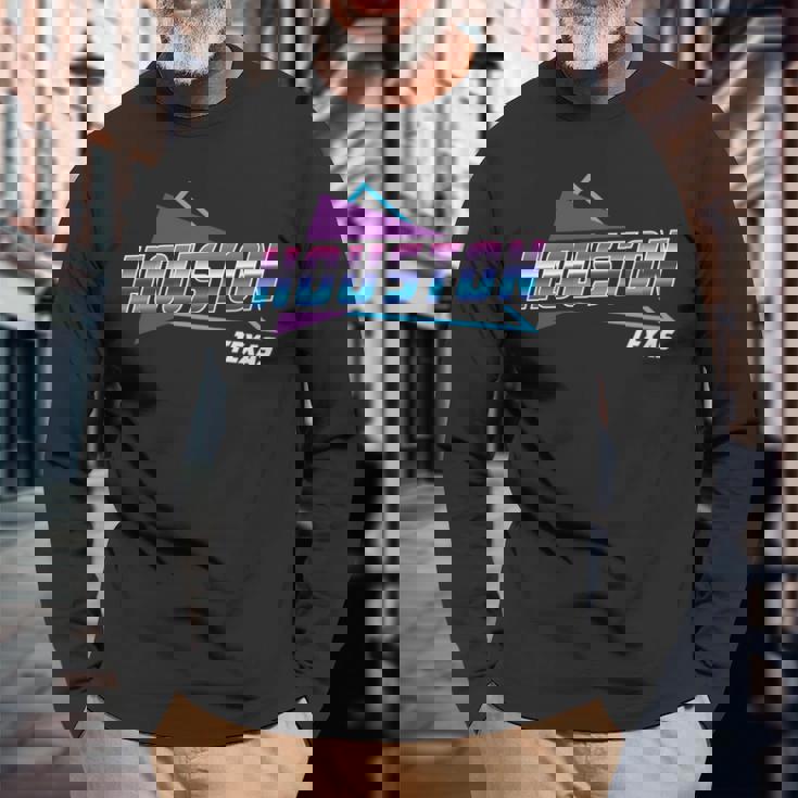 80S Houston 80年代ヒューストン 長袖tシャツ 長袖Tシャツ 高齢者への贈り物