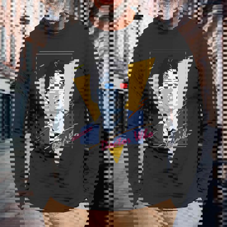 80年代テナントレトロタイムトラベラーsfファン。 長袖tシャツ 長袖Tシャツ 高齢者への贈り物