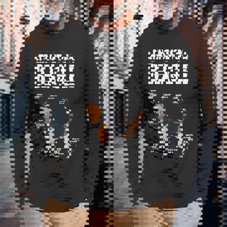 Anatomy Of A Beagle ファニービーグル 長袖Tシャツ 高齢者への贈り物