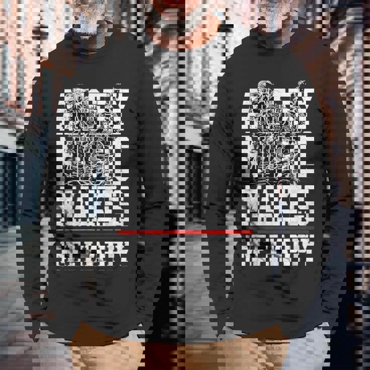 Angry Music Make Me Happy Heavy Metal Metalheads 長袖Tシャツ 高齢者への贈り物