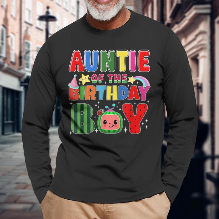 Auntie Of The Birthday Boy Melon Family Matching Long Sleeve T-Shirt Gifts for Old Men