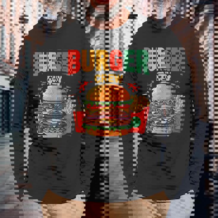 Berger Crew Hamburger Cheeseburger Fast Food Lovers 長袖Tシャツ 高齢者への贈り物