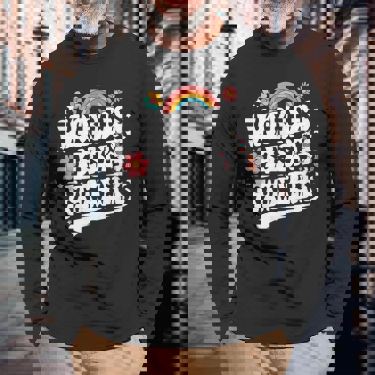 Words Best Father Pink Father’S Day 長袖Tシャツ 高齢者への贈り物