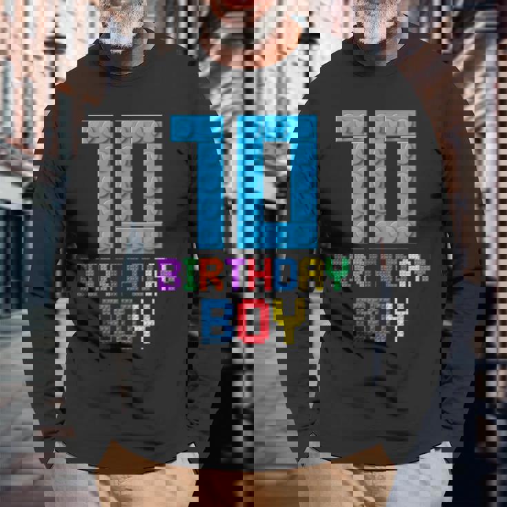 Building Bricks 10歳の誕生日 男の子 10年 マスタービルダー 長袖Tシャツ 高齢者への贈り物