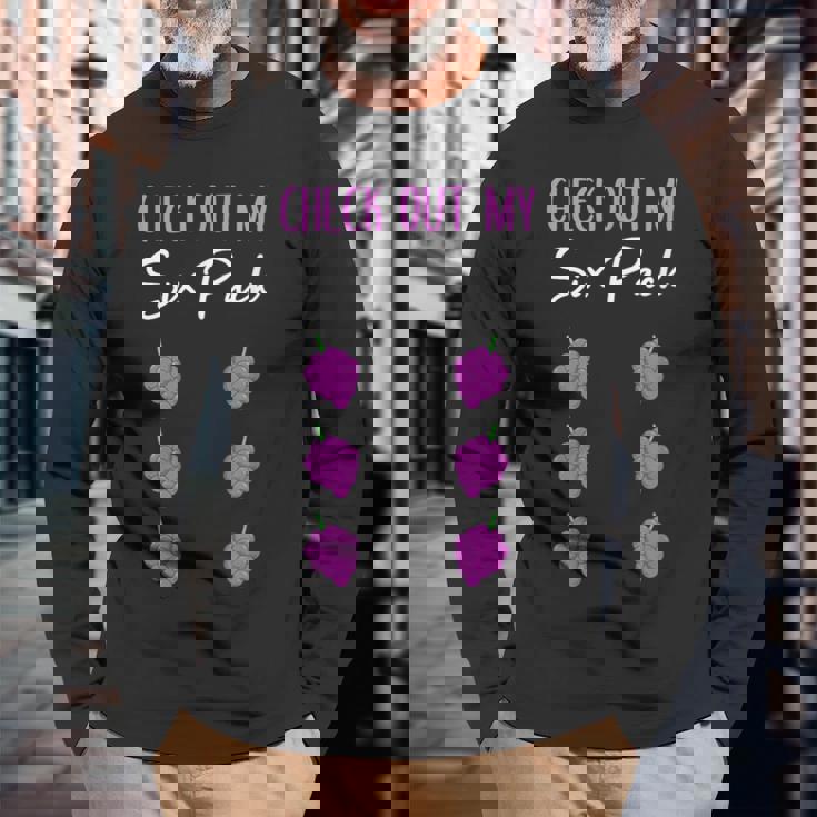 Check Out My 6パック ブドウ柄 長袖Tシャツ 高齢者への贈り物