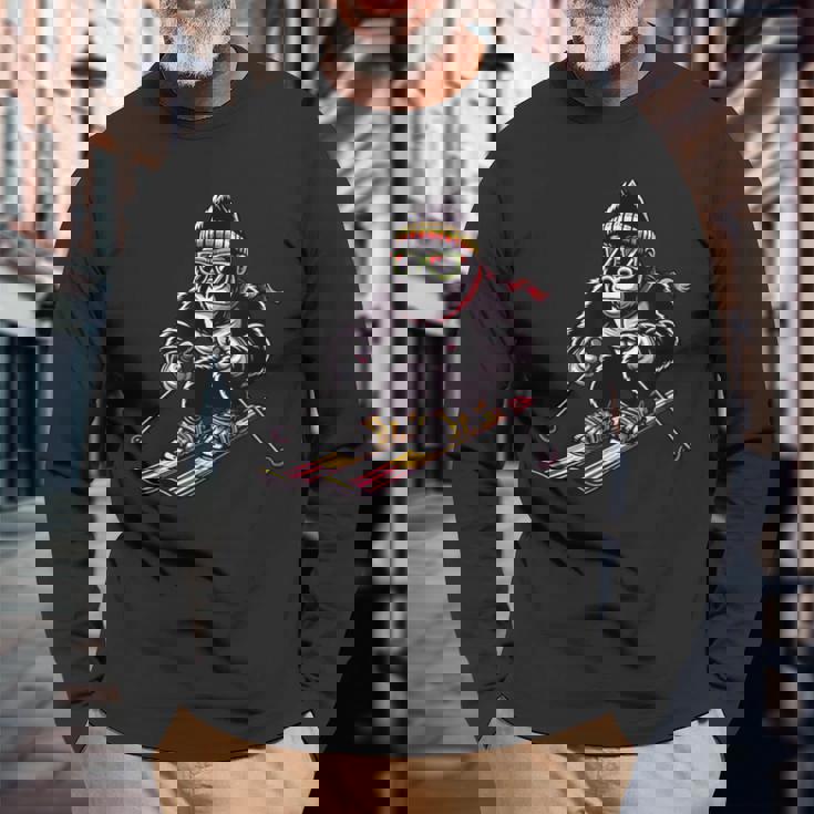 Comic Gorilla スキーヤー スキー 長袖Tシャツ 高齢者への贈り物