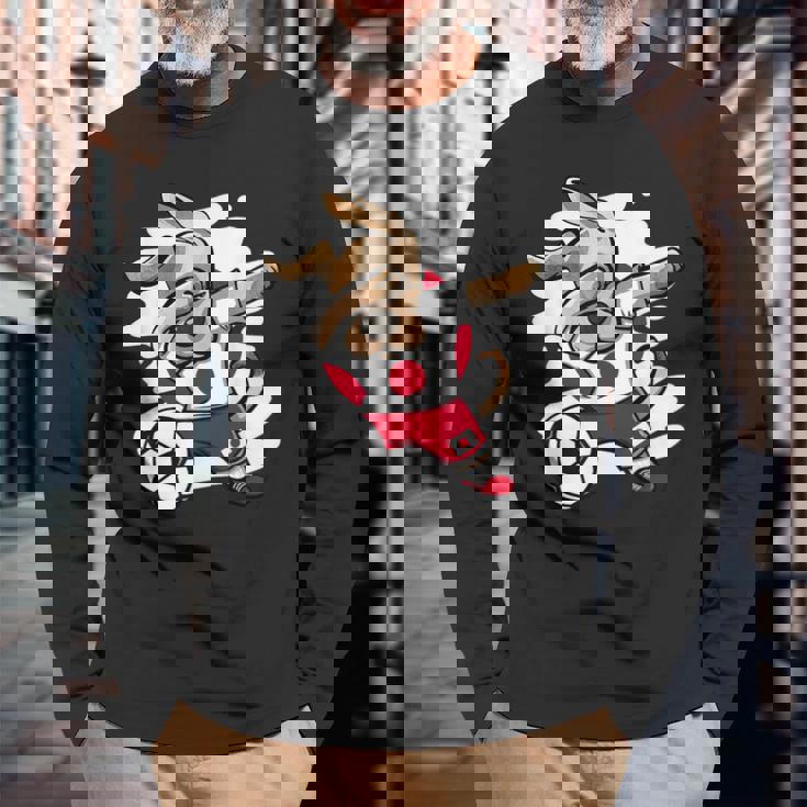 Dabbing Dog Japan サッカーファン ジャージ 日本国旗 フットボール 長袖Tシャツ 高齢者への贈り物