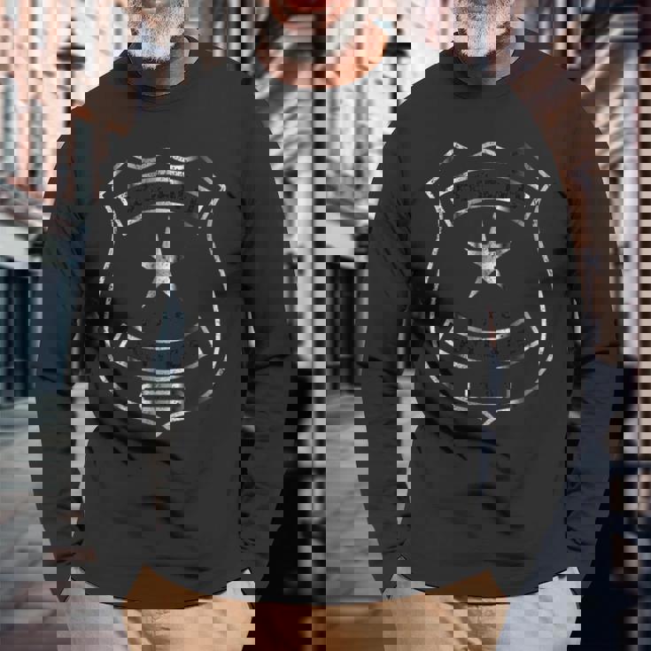 Distressed Defend The Police バッジ 1103 長袖Tシャツ 高齢者への贈り物