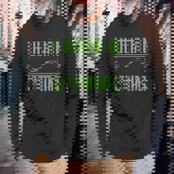 I Dream In Keyframes おもしろモーショングラフィックデザイナー アニメーター 長袖Tシャツ 高齢者への贈り物