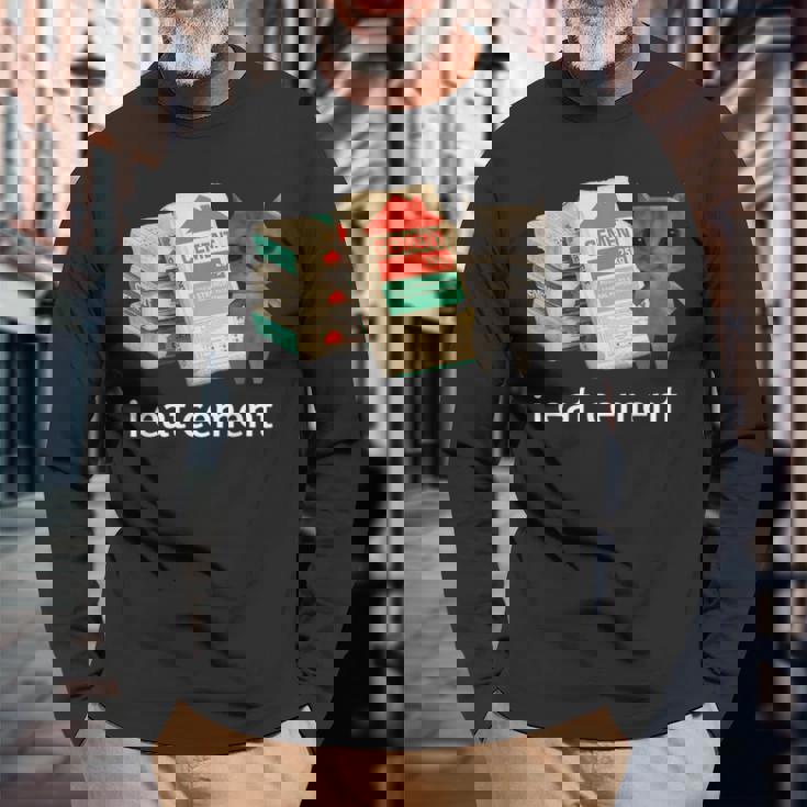 I Eat Cement 猫シャツ キッズ 面白い ダンク 猫 ミーム 長袖Tシャツ 高齢者への贈り物