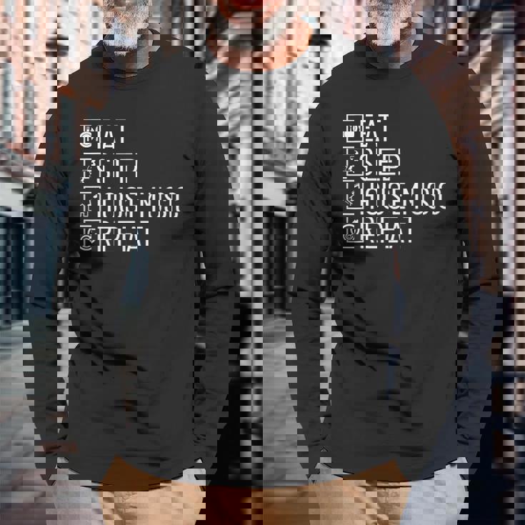 Eatleep House Music リピート Edm Lover Djハウスミュージック 長袖Tシャツ 高齢者への贈り物