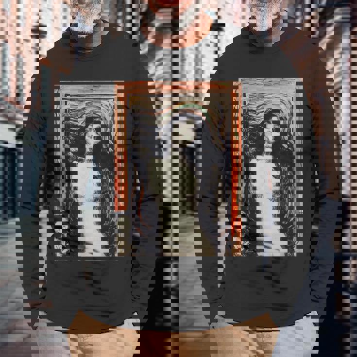 Edvard Munch作 マドンナ 長袖Tシャツ 高齢者への贈り物