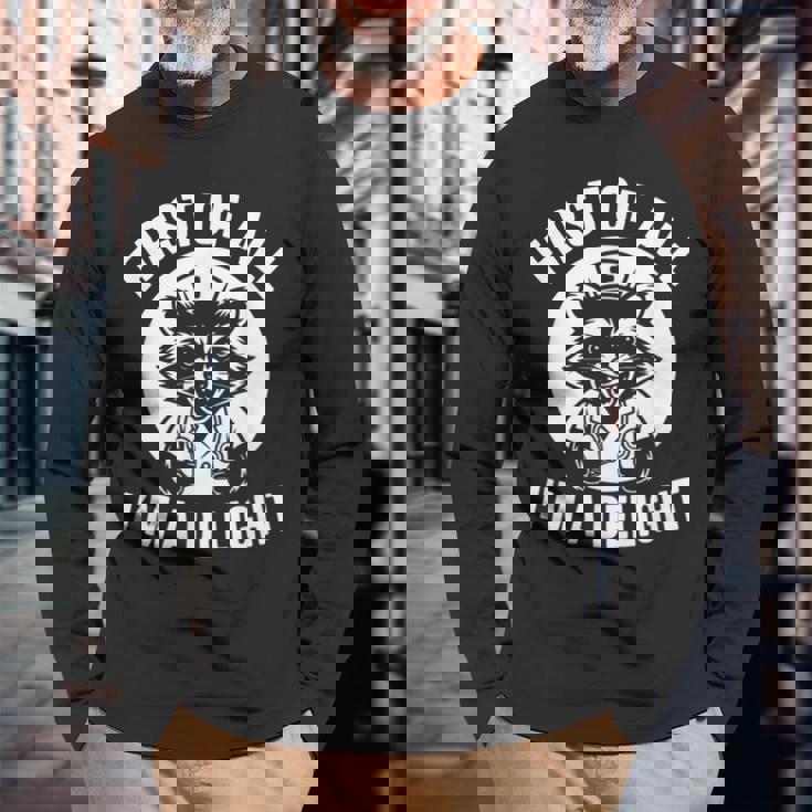 First Of All I'm A Delight アライグマ 看護師 面白い 長袖Tシャツ 高齢者への贈り物