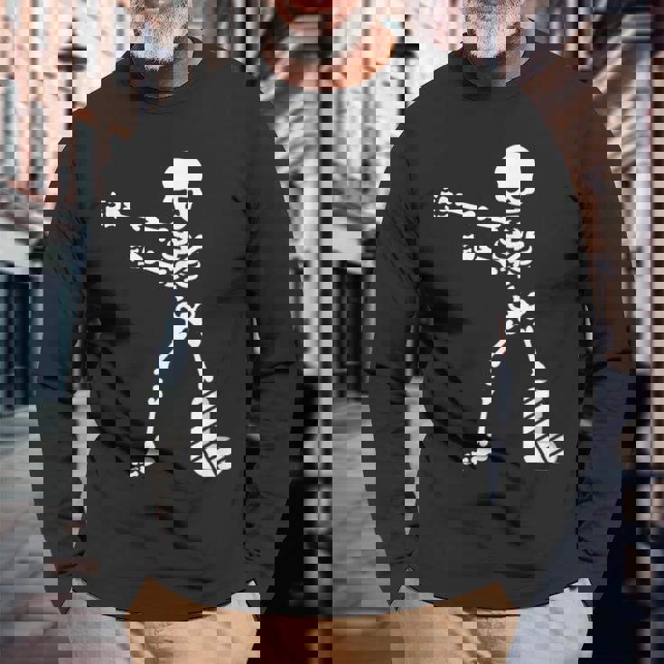 Floss Dance Flossing ダンス 足の骨折 石膏ギプス スケルトン ハロウィーン 長袖Tシャツ 高齢者への贈り物