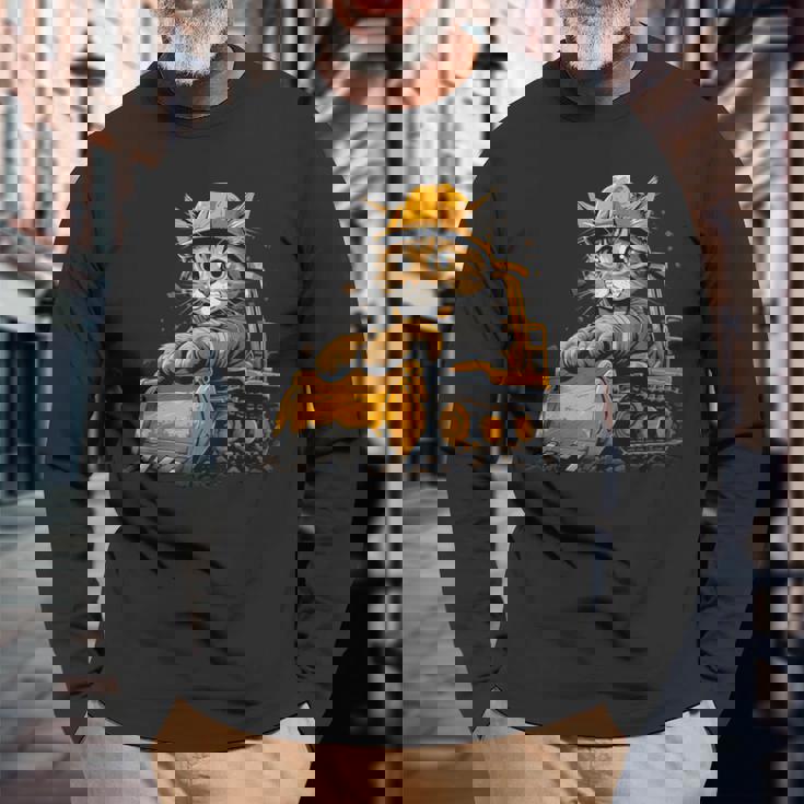 Cat 重機オペレーター 長袖Tシャツ 高齢者への贈り物