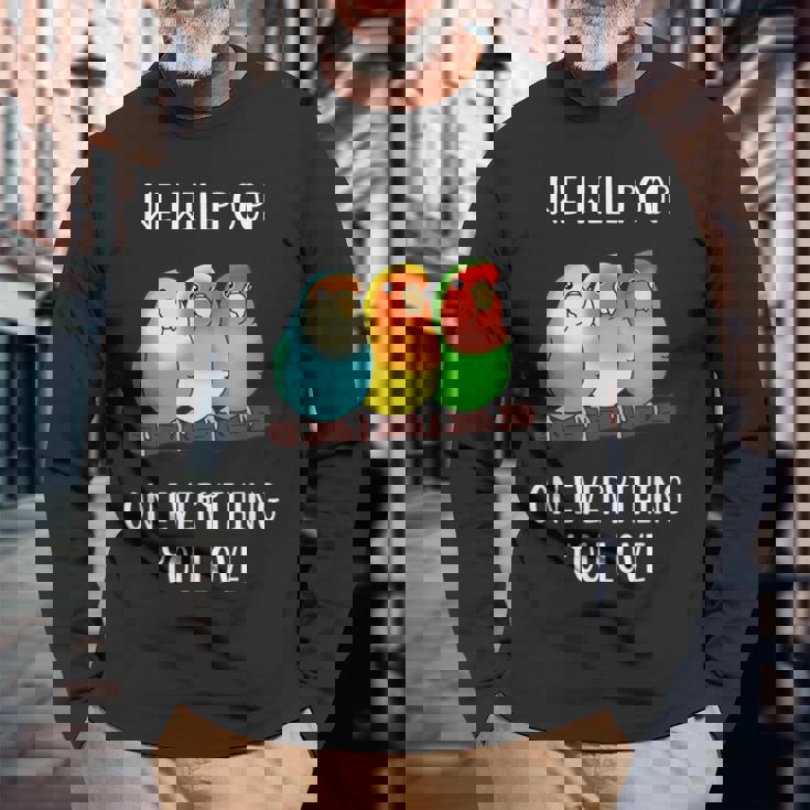 Cute Lovebirds Will Poop On All You Love 長袖Tシャツ 高齢者への贈り物