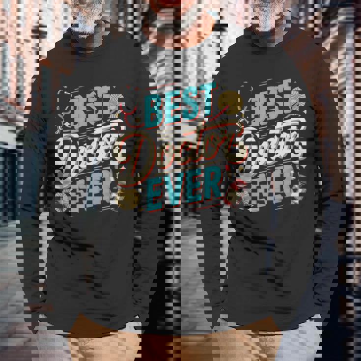 Doctor Memes テキスト Doctors Best Doctor Ever 長袖Tシャツ 高齢者への贈り物