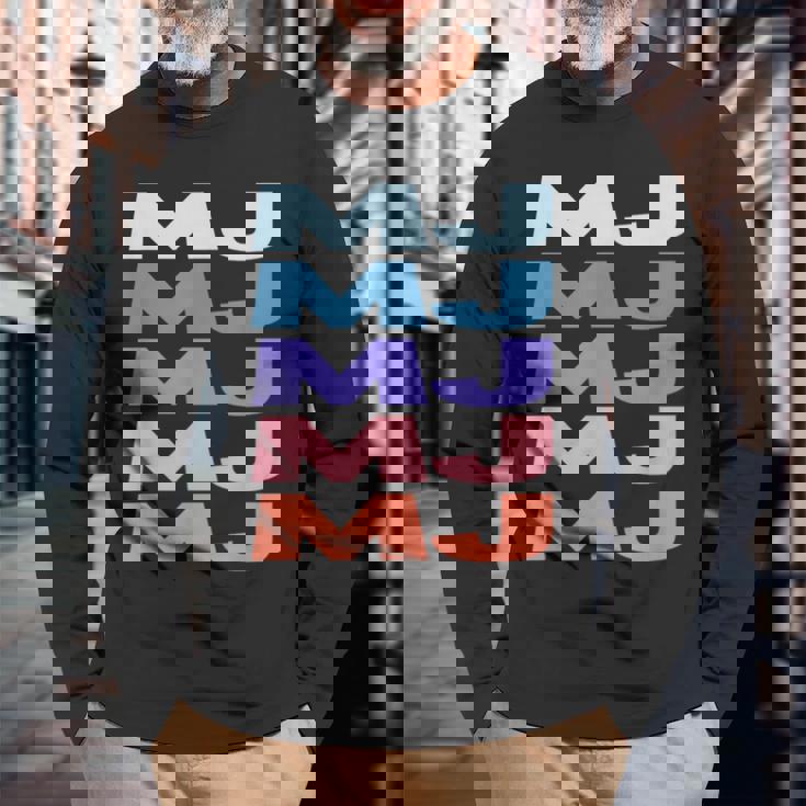 Modern Repeated Text Mj 長袖Tシャツ 高齢者への贈り物