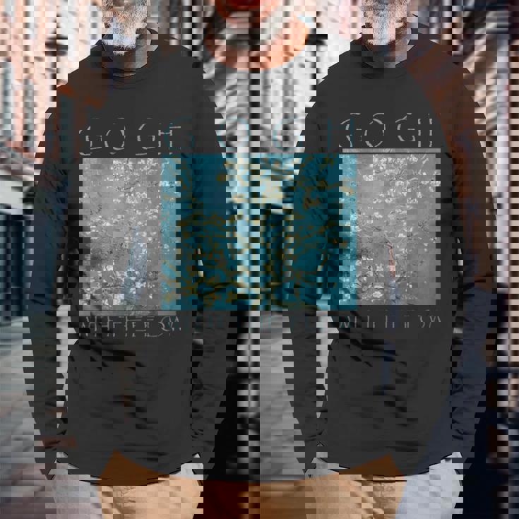 Gogh With The Flow アーモンドブロッサム ヴァン・ゴッホの絵画 長袖Tシャツ 高齢者への贈り物