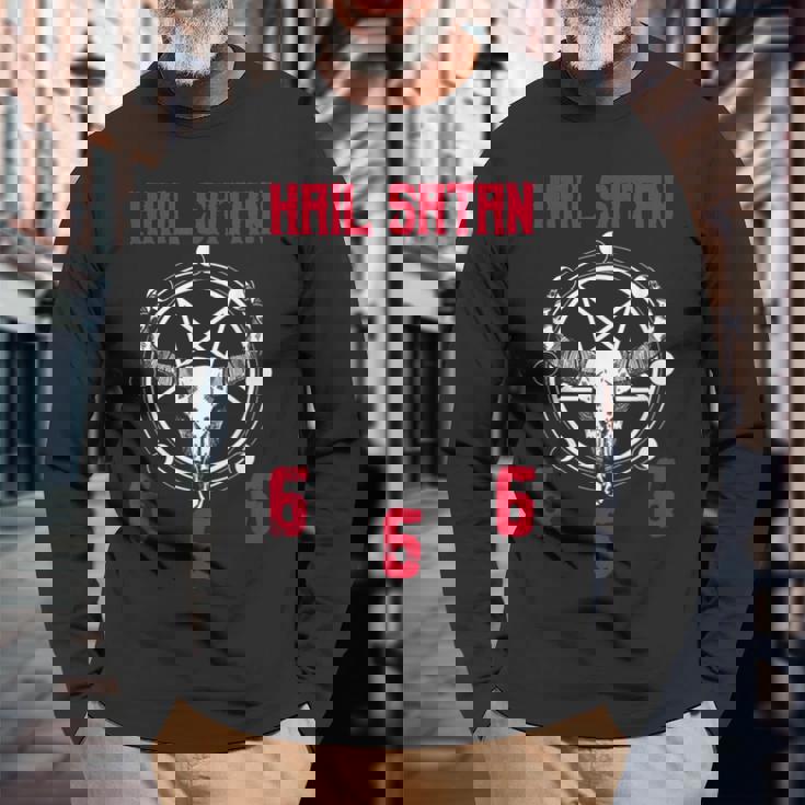 Hailatan 666 バフォメット ペンタグラム ルシファー オカルトサタニック 長袖Tシャツ 高齢者への贈り物