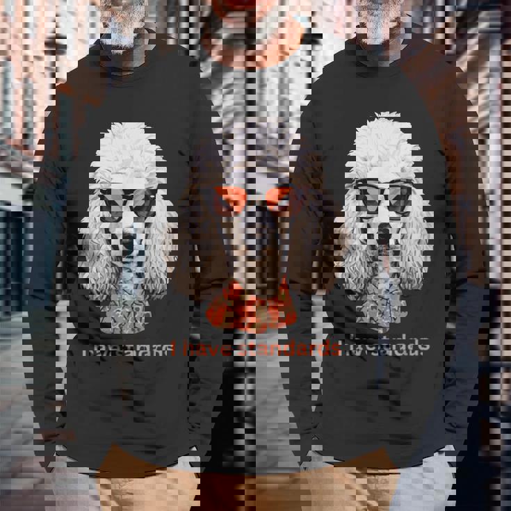 I Havetandardsファニースタンダードプードル愛好家デザイン 長袖Tシャツ 高齢者への贈り物