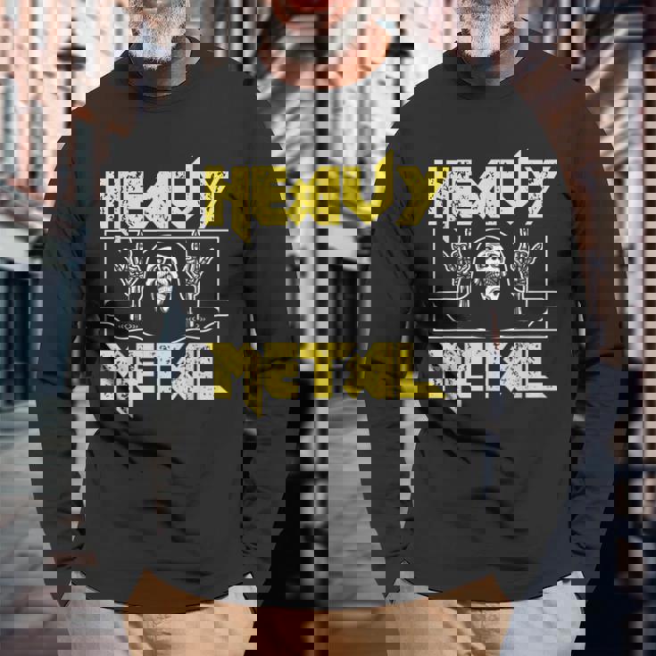 Heavy Metal Death Rock Keleton Horns Up ヘヴィメタル 長袖Tシャツ 高齢者への贈り物