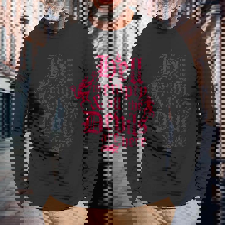 Hell Is Empty テンペスト ヴィンテージ アンティーク調 ゴシック シェイクスピア 長袖Tシャツ 高齢者への贈り物