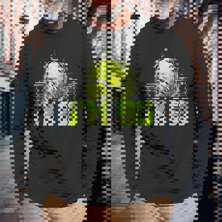 I'm 60 ラケット スポーツ テニス 選手 大人 還暦 長袖Tシャツ 高齢者への贈り物