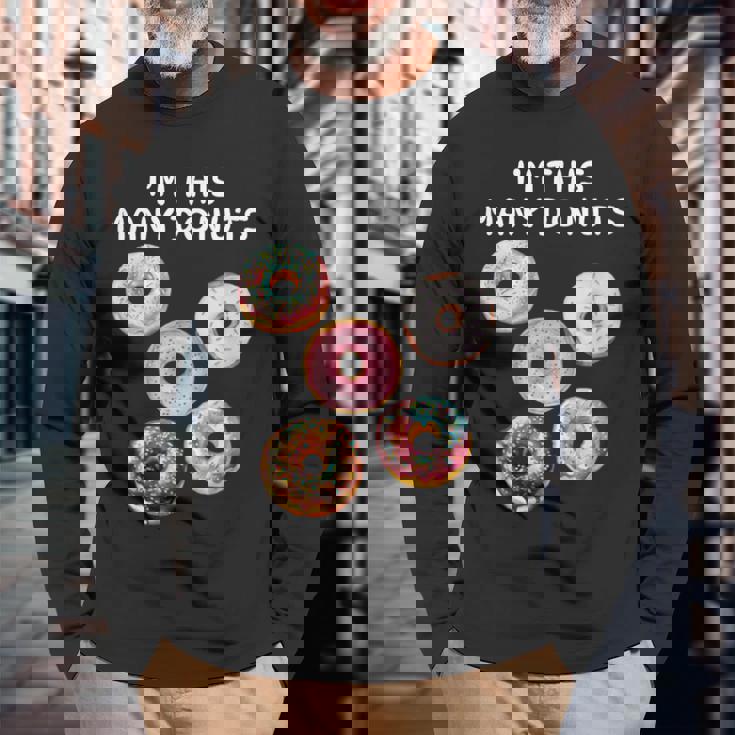 I'm Many Donuts 面白いドーナツフィットネス格言 長袖Tシャツ 高齢者への贈り物