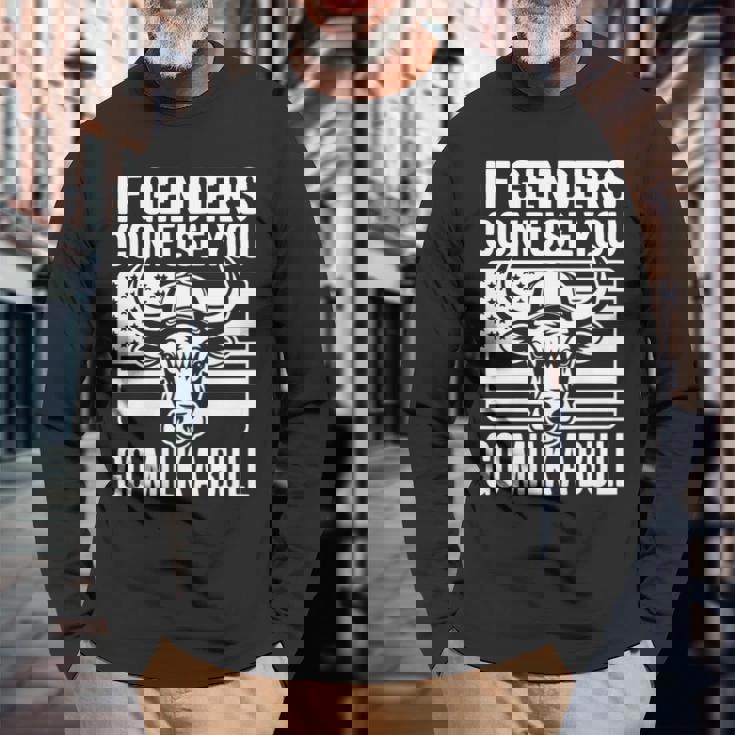 If Genders Confuse You Go Milk A Bull Usa 国旗 アメリカ 長袖tシャツ 長袖Tシャツ 高齢者への贈り物