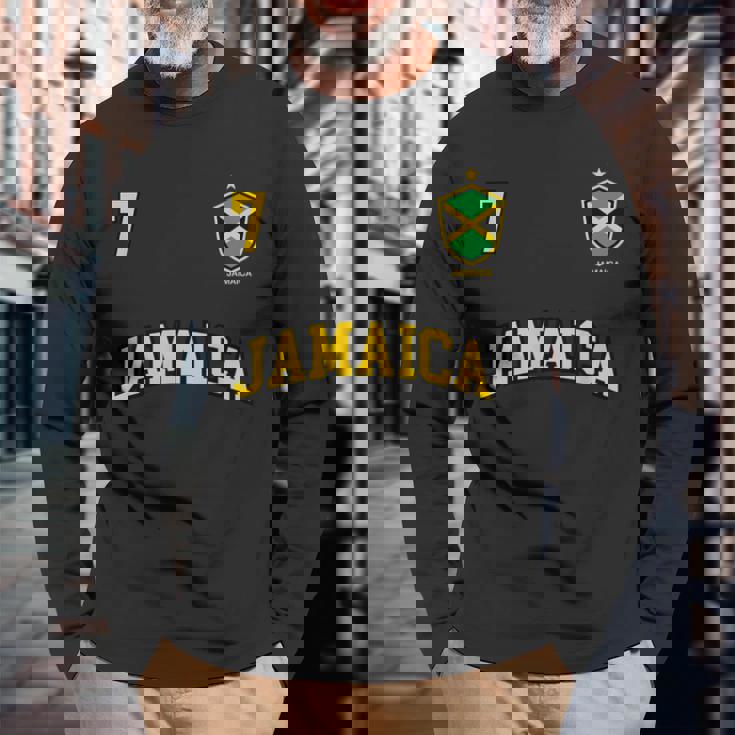Jamaica チームサッカー ジャマイカ Number 7Occer 長袖Tシャツ 高齢者への贈り物
