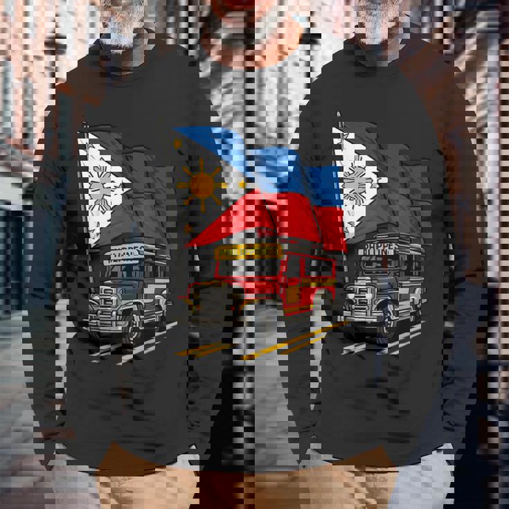 Jeepney フィリピン国旗 誇り高きフィリピンのお土産 長袖Tシャツ 高齢者への贈り物