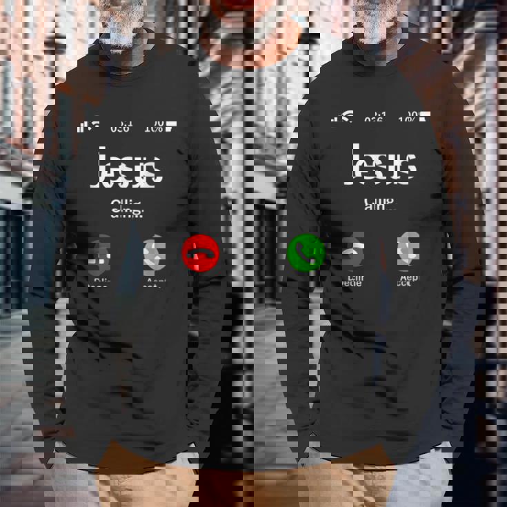 Jesus Is Calling 面白いイエスキリストギフト 長袖Tシャツ 高齢者への贈り物